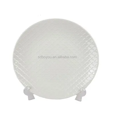 Embossed Scale White Ceramic Dinnerware Set Embossed Scale White Ceramic Dinnerware Set