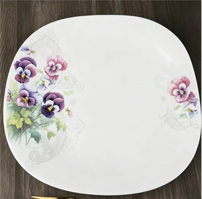 Square Shape Opal Glass Dinner Set With New Decal Design Square Shape Opal Glass Dinner Set With New Decal Design