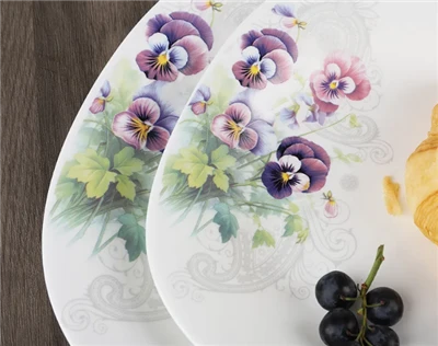 Square Shape Opal Glass Dinner Set With New Decal Design Square Shape Opal Glass Dinner Set With New Decal Design